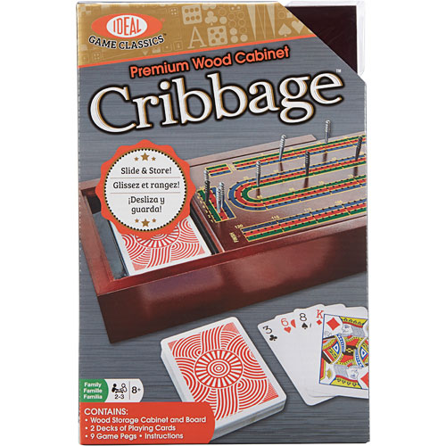 Ideal Premium Wood Cabinet Cribbage Board Game 