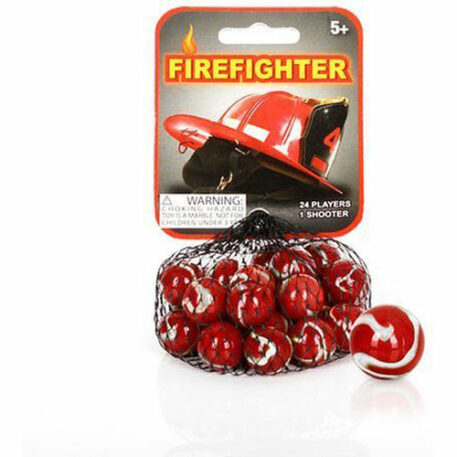 Mega Marbles - FIREFIGHTER MARBLES NET (1 Shooter Marble & 24 Player Marbles)