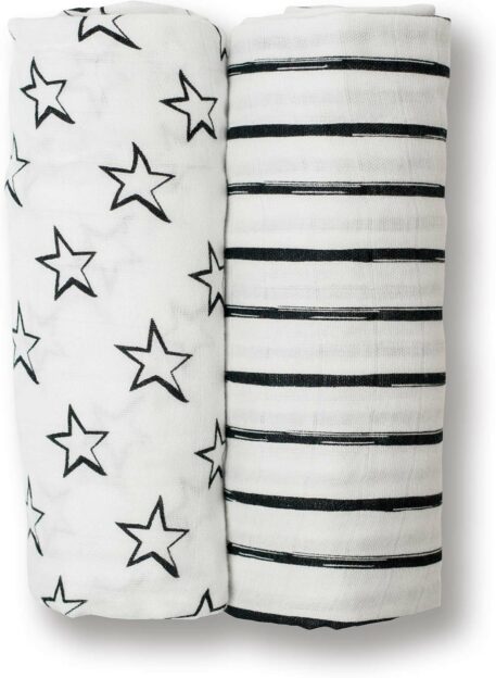 Cotton Muslin Swaddling Blankets - Stars & Stripes