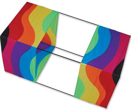 40 in. Box Kite - Wavy Rainbow