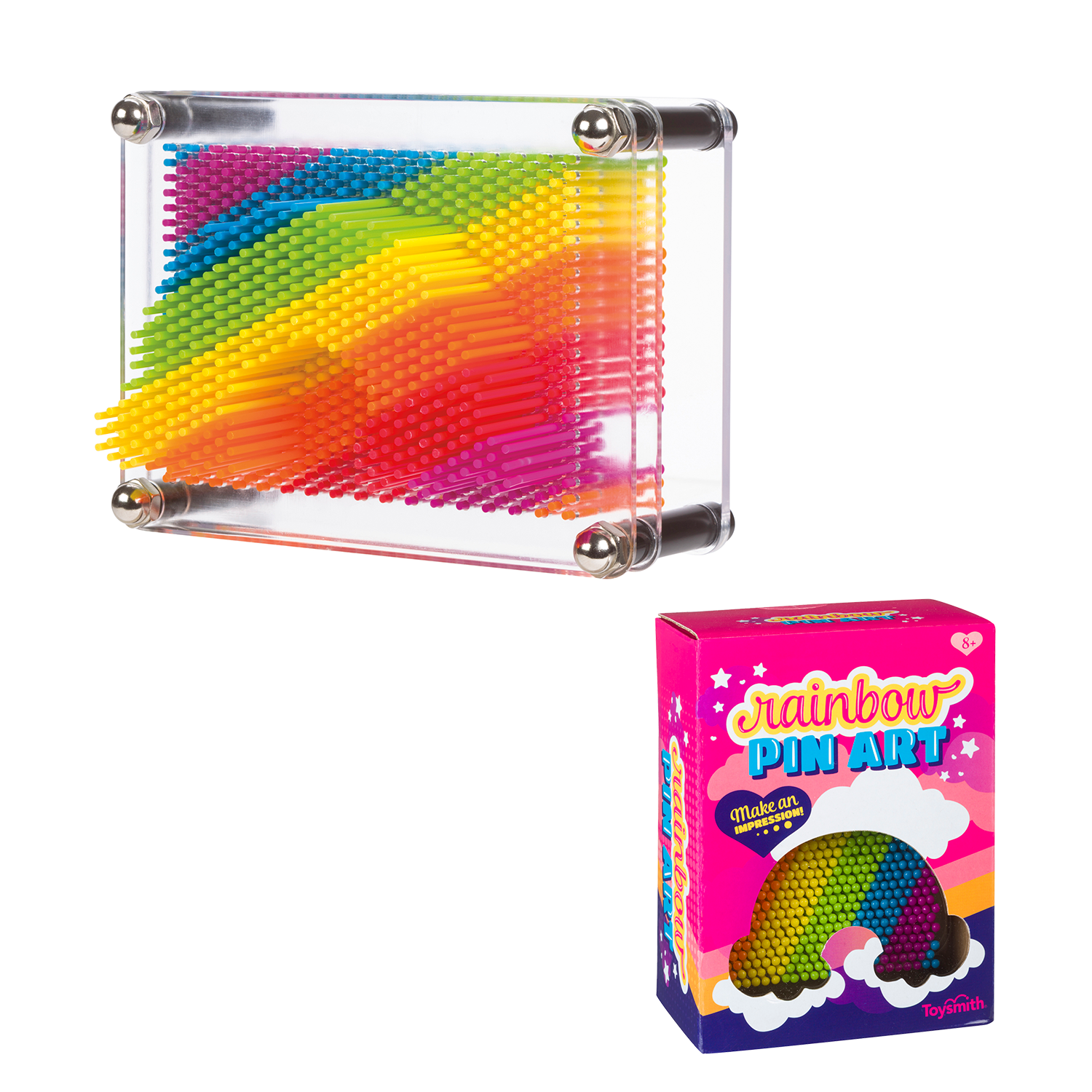 Retro Rainbow Pin Art Executive Desktop Toy Novelty GIft Boxed 