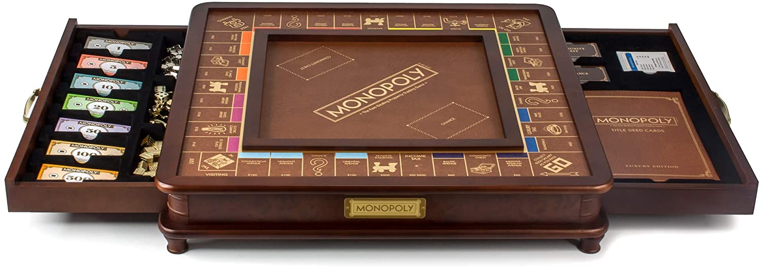Winning Solutions 21030 Monopoly Luxury Edition with Wooden Game Board and Gold Foil for sale online 