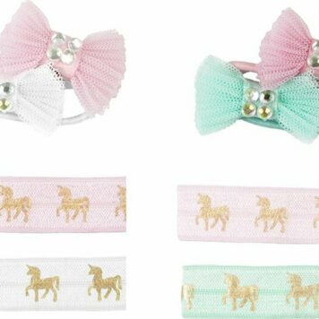 Pink Unicorn Hair Ties & Bows, 2 For 1!