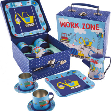 Construction Tin Coffee Set in Square Case
