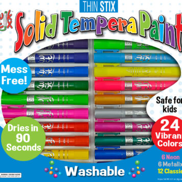 Thinstix Tempera Paint 24 Pack Classic, Metalix, Neon Colors