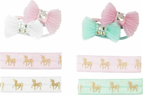 Pink Unicorn Hair Ties & Bows, 2 For 1!