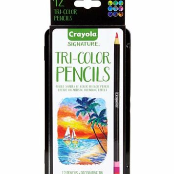12 Pack Tri-Color Pencils with Tin