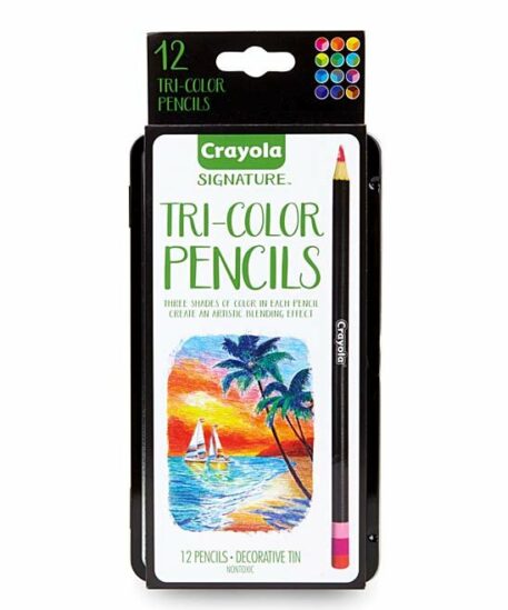 12 Pack Tri-Color Pencils with Tin