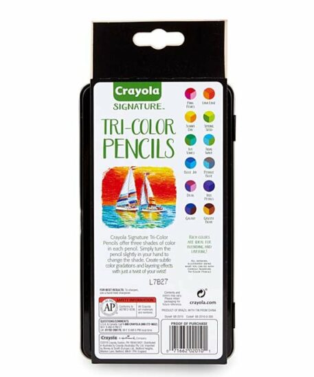 12 Pack Tri-Color Pencils with Tin Back