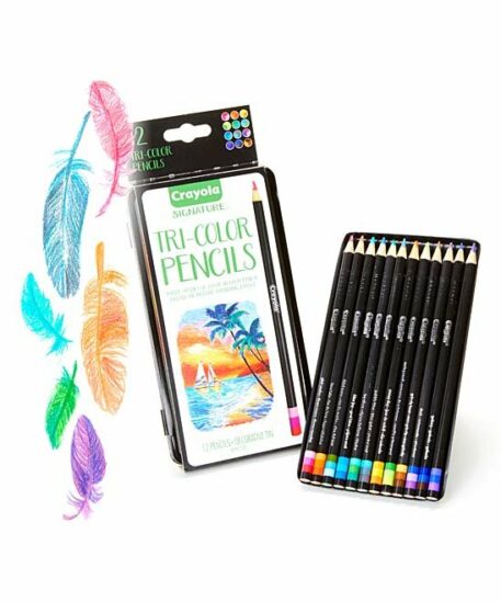 12 Pack Tri-Color Pencils with Tin Open