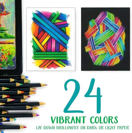 24 Pack Blend & Shade Colored Pencils with Tin Light & Dark Paper