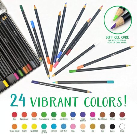 24 Pack Blend & Shade Colored Pencils with Tin Pencil Colors
