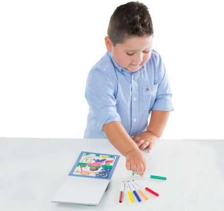 On the Go Color by Numbers Kids' Design Boards With 6 Markers - Playtime, Construction, Sports, and