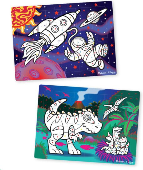 Easy-to-See 3D Marker Coloring Puzzles - Space/Dinosaurs