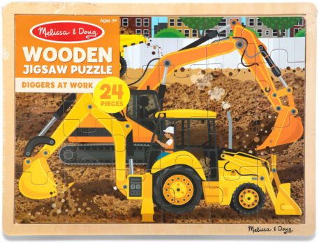 Diggers at Work Wooden Jigsaw Puzzle - 24 Pieces